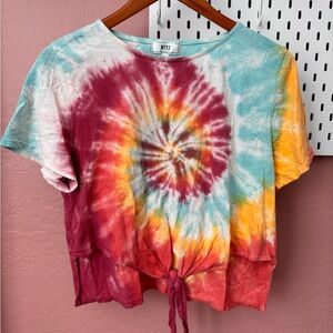 NYTT Crop Tie Front Tie Dye T-Shirt